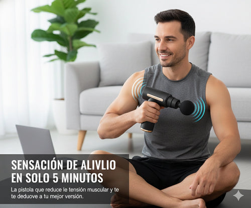 Pistola masajeadora terapeutica +  cabezales